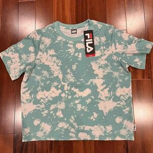 New NWT Fila Green Tie-dye T-shirt Train Gain Short Sleeve Crew Neck Size‎ Small